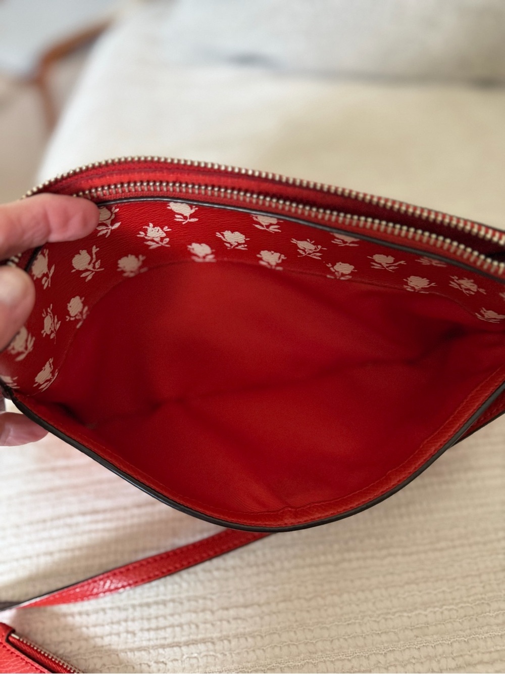 Coach Badlands Red Floral Crossbody with Insert accessory pouch 10.5x7 - Picture 6 of 13
